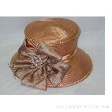 Pink Gold Fancy Ladies' Church Hats , Pleated Nice Fabric B
